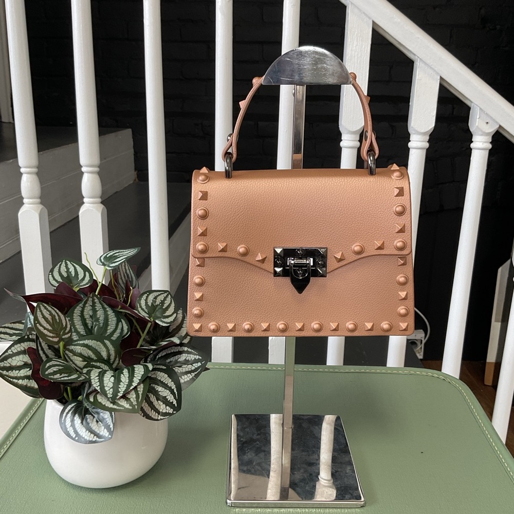 Most Wanted Jelly Studded Bag – Rose Gold/Copper | Gunmetal Hardware | EUC